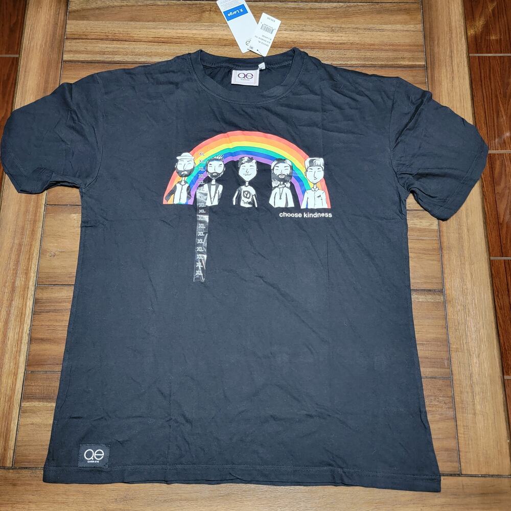Queer Eye Black Rainbow Unisex Tee "Choose Kindness" - Size XL NWT